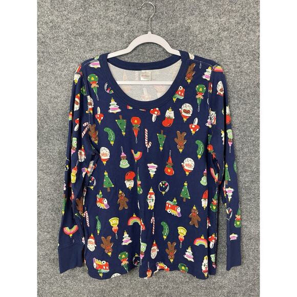 Hanna Andersson Tops - Hanna Anderson Top Women's XXL Blue Long Sleeve 100% Organic Cotton Christmas